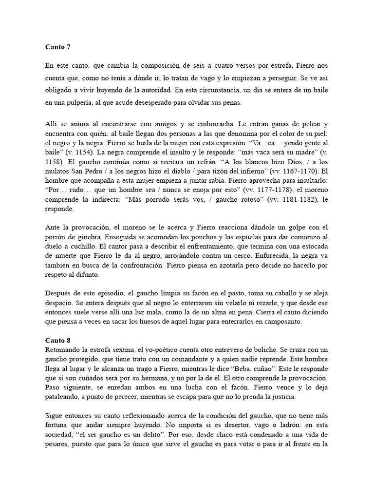 Resumen del Canto 7 de Martín Fierro | PDF