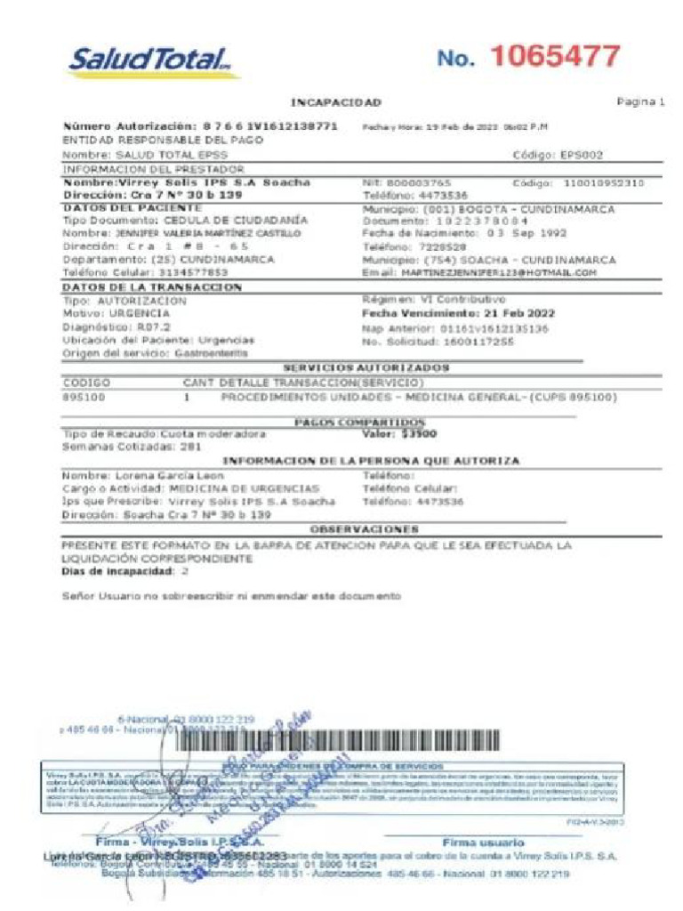 Medical Incapacity Authorization | PDF