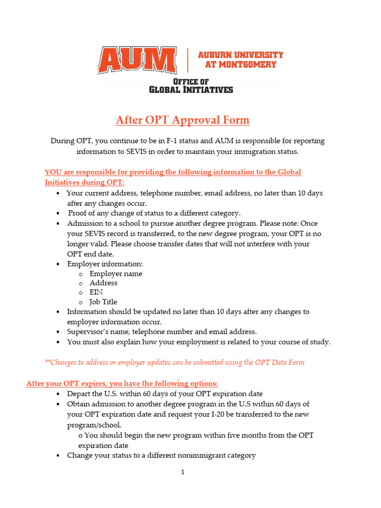 OPT Reporting Requirements and Options | PDF