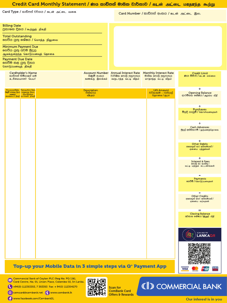 Credit Card Statement Format | PDF