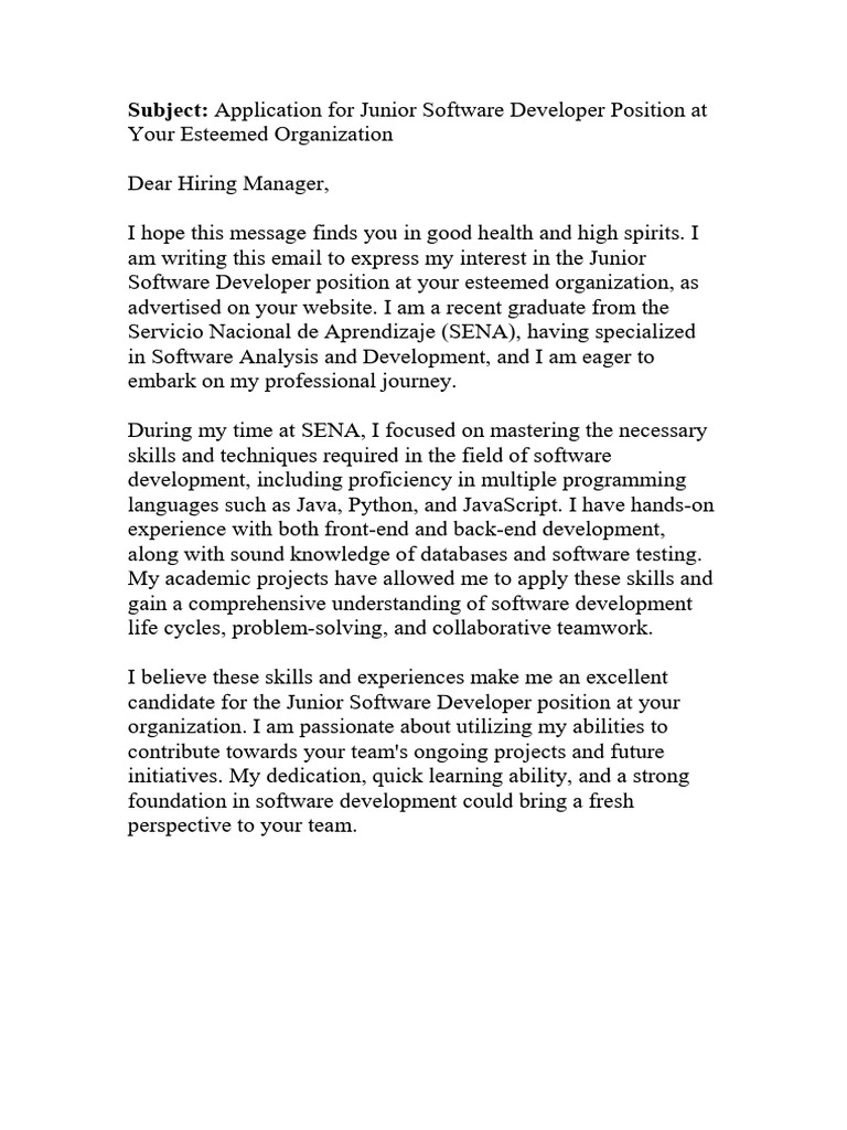 Junior Software Developer Application | PDF