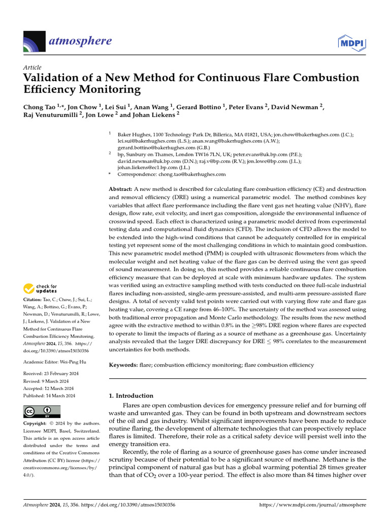Continuous Monitoring of Flare Efficiency | PDF | Climate Change | Methane
