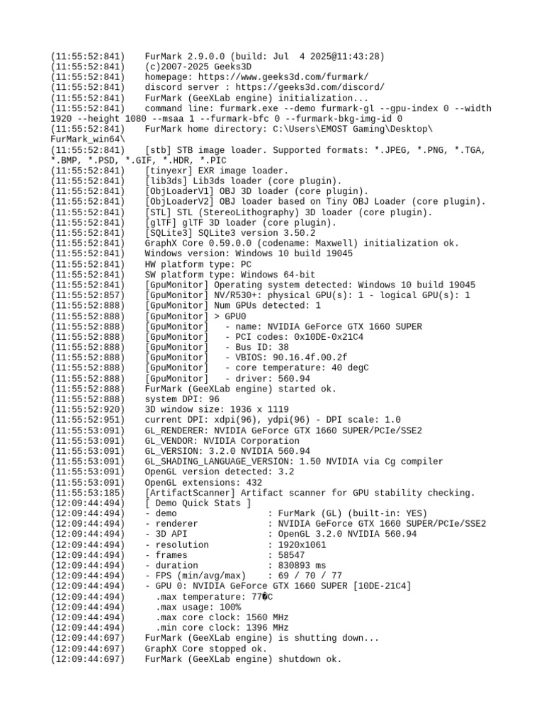 FurMark 2.9.0.0 GPU Benchmark Report | PDF | Graphics Processing Unit ...