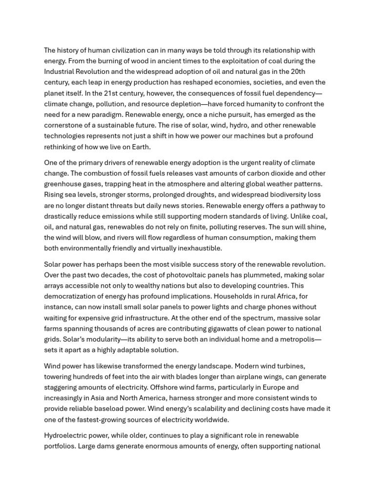 The Rise of Renewable Energy Solutions | PDF | Renewable Energy | Wind ...