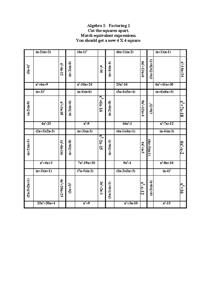 Factoring Puzzle Pdf Teaching Mathematics