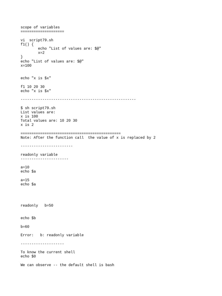 Shell Scripting: Variables and Arrays | PDF | Scope (Computer Science ...