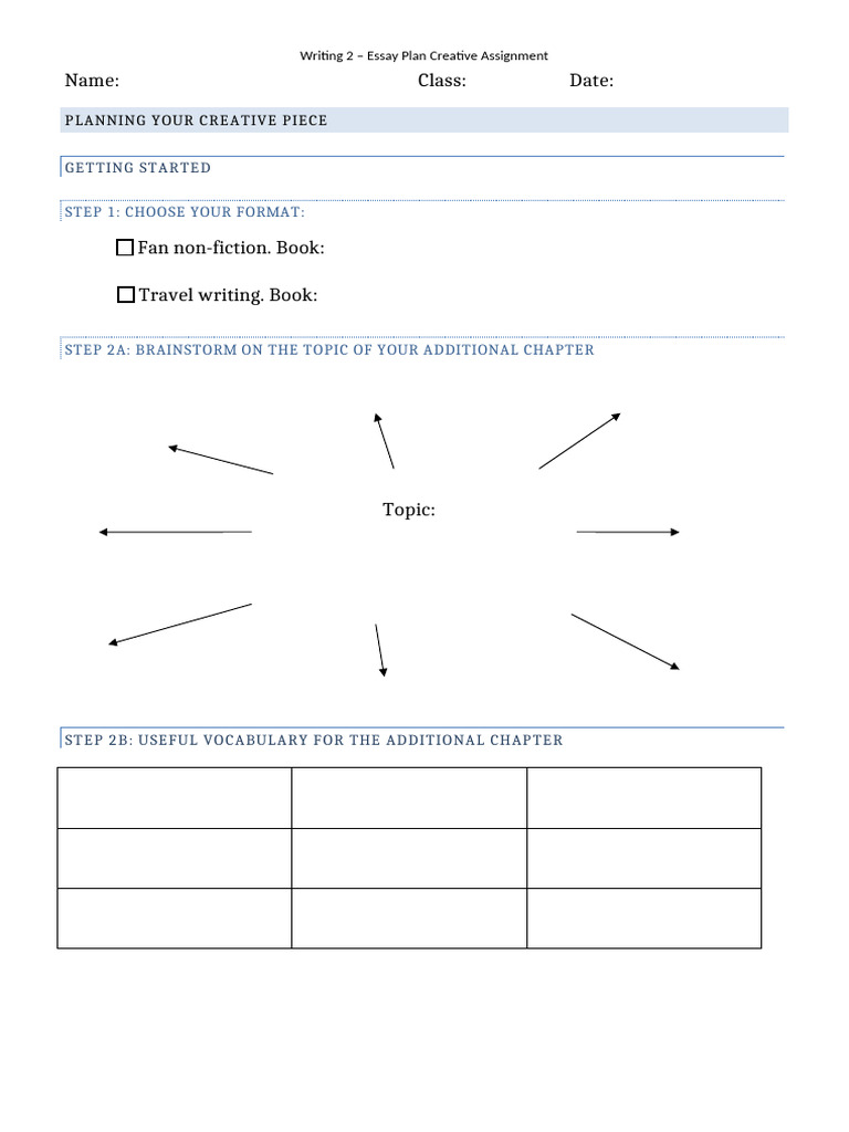 Creative Assignment Essay Planning Guide | PDF