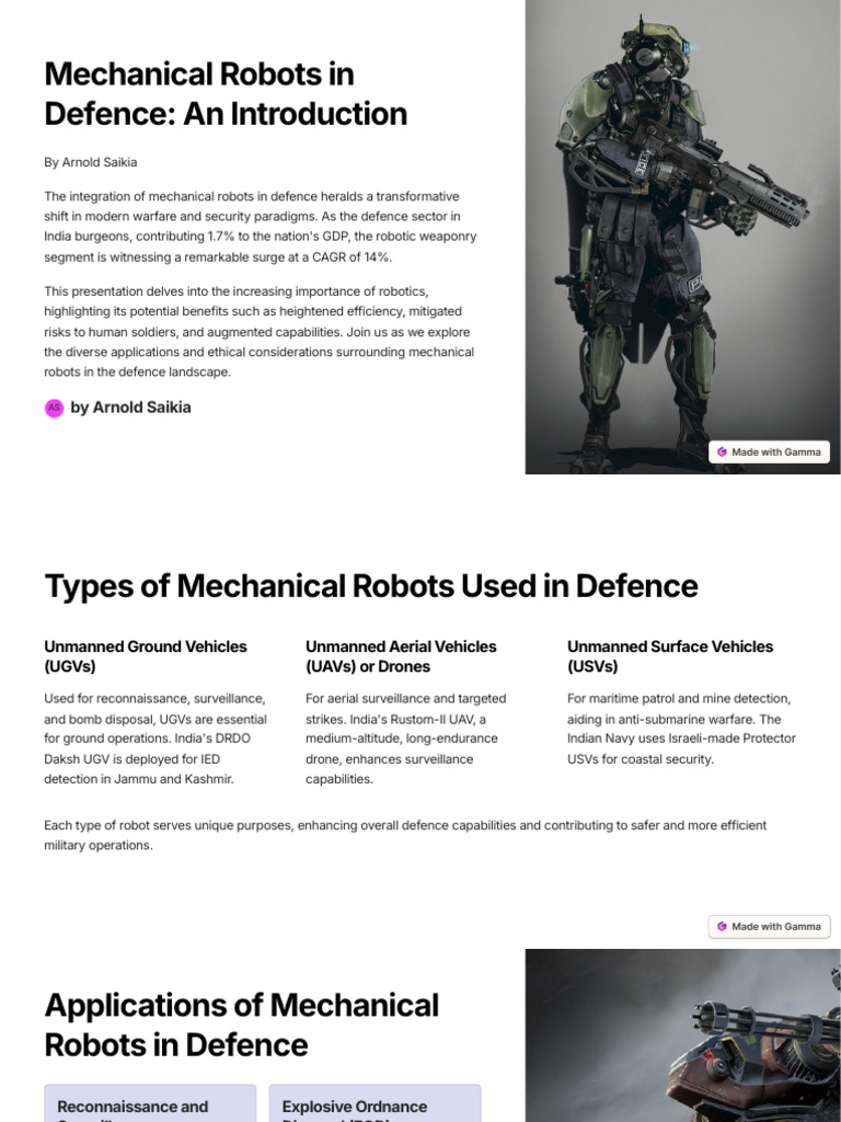 Mechanical Robots in Defence Overview | PDF | Unmanned Aerial Vehicle ...