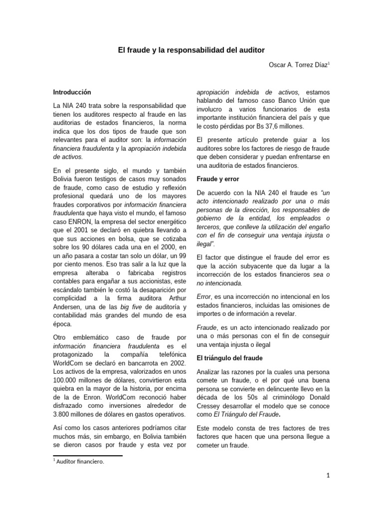 Fraude y Responsabilidad del Auditor | PDF | Fraude | Auditoría