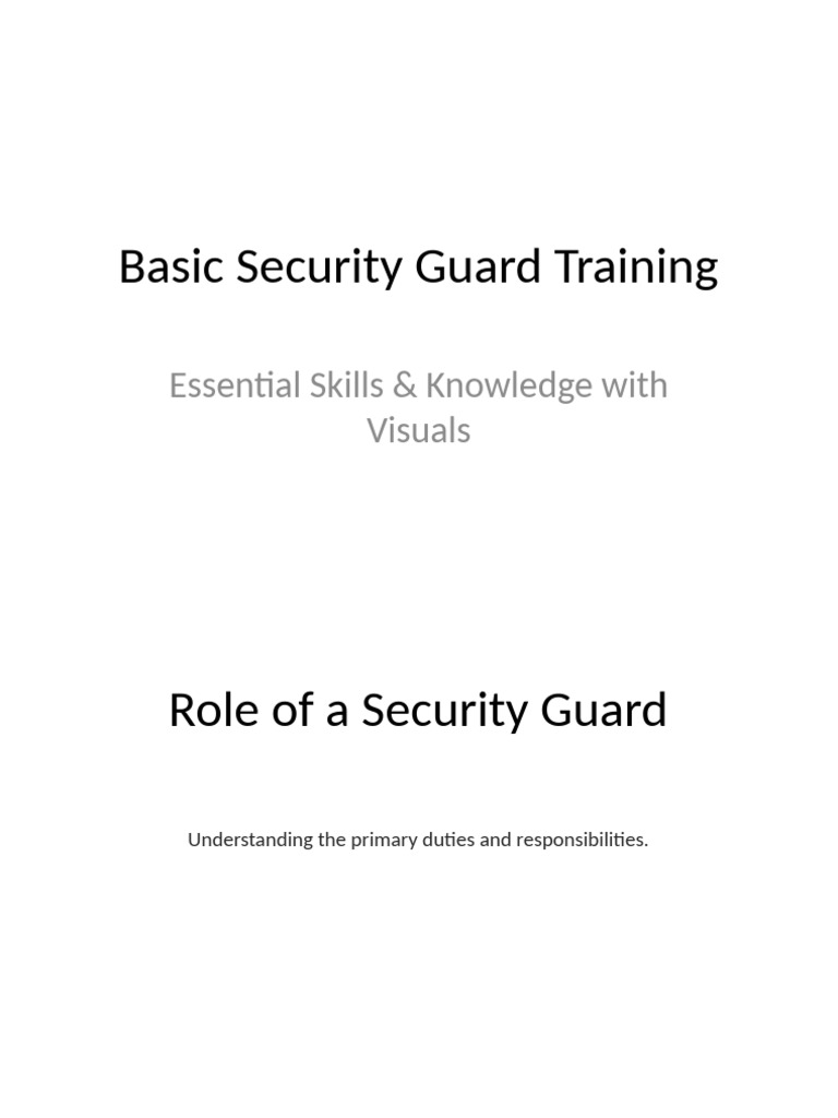 Basic Security Guard Training Manual | PDF