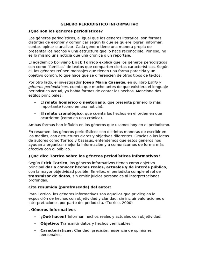Genero Periodistico Informativo | PDF | Comunicación humana