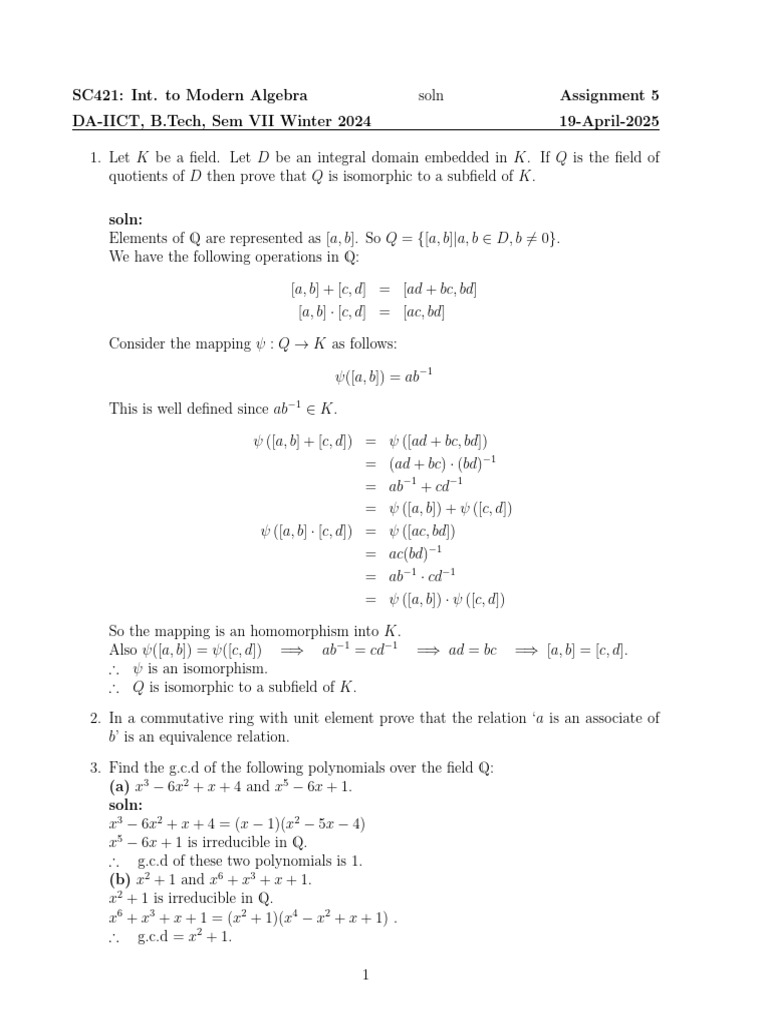 asg5-soln (1) | PDF | Field (Mathematics) | Mathematical Structures