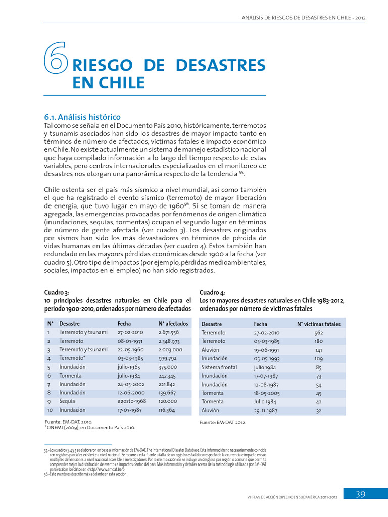 Riesgos de Desastres Naturales en Chile | PDF | Temblores | Tsunami