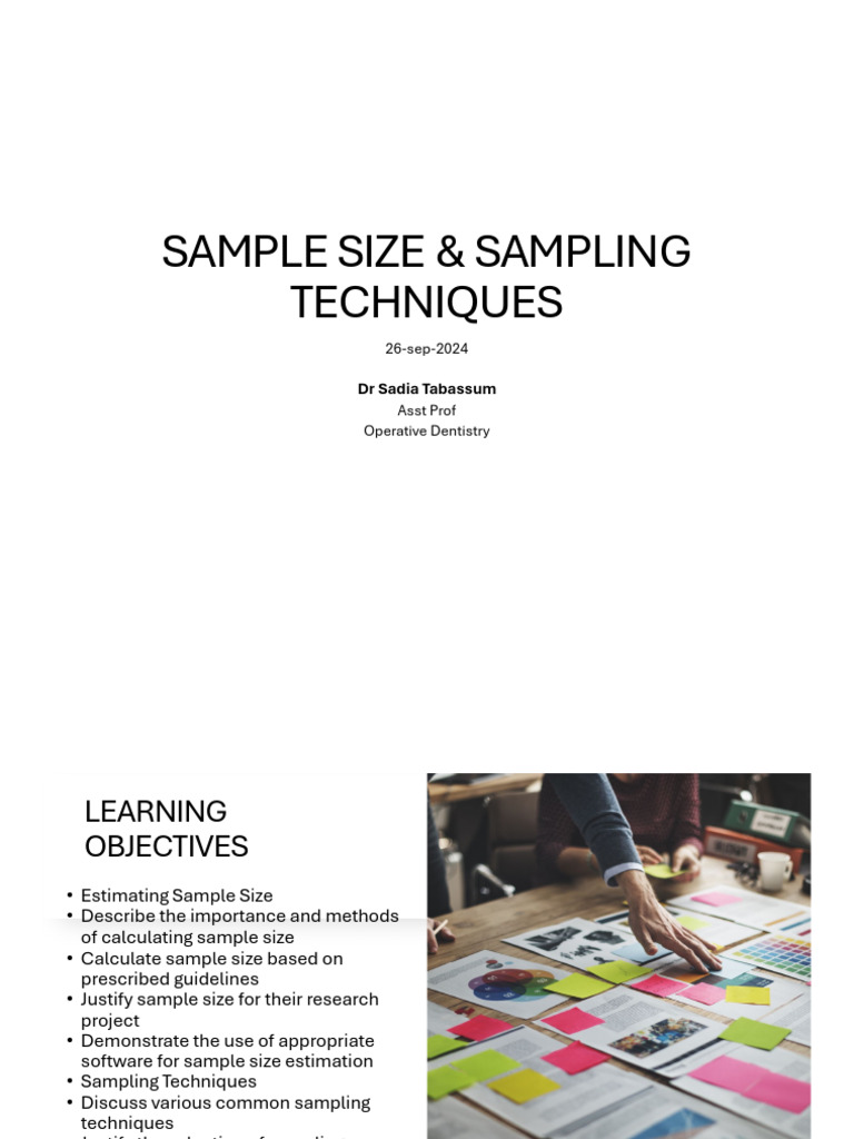 Sample Size and Sampling Techniques Guide | PDF | Sampling (Statistics ...