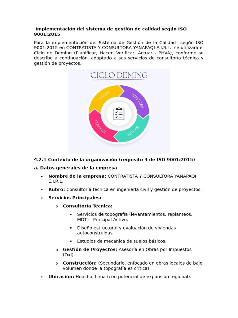 Implementación Del Sistema de Gestión de Calidad Según ISO 9001 | PDF ...