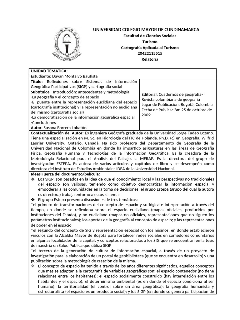Reflexiones sobre Cartografía Social y SIGP | PDF | Geografía | Sistema ...