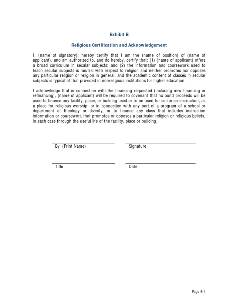 Religious Certification Acknowledgment Form | PDF