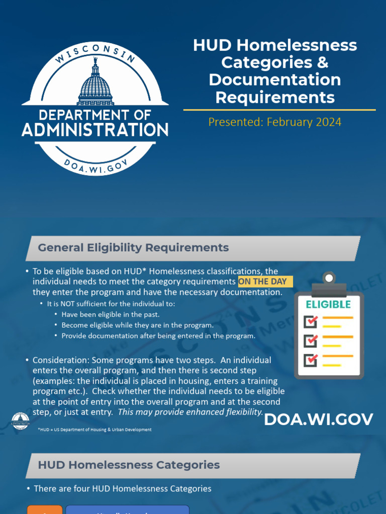 HUD Homelessness Categories and Documentation Requirements | PDF ...