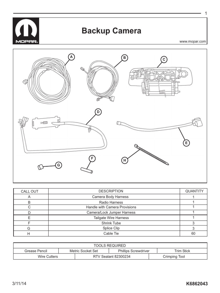 K6862043 2013-2015 Ram Parkview Cam W RA2 RA3 RA4 Radio Monitor PN ...