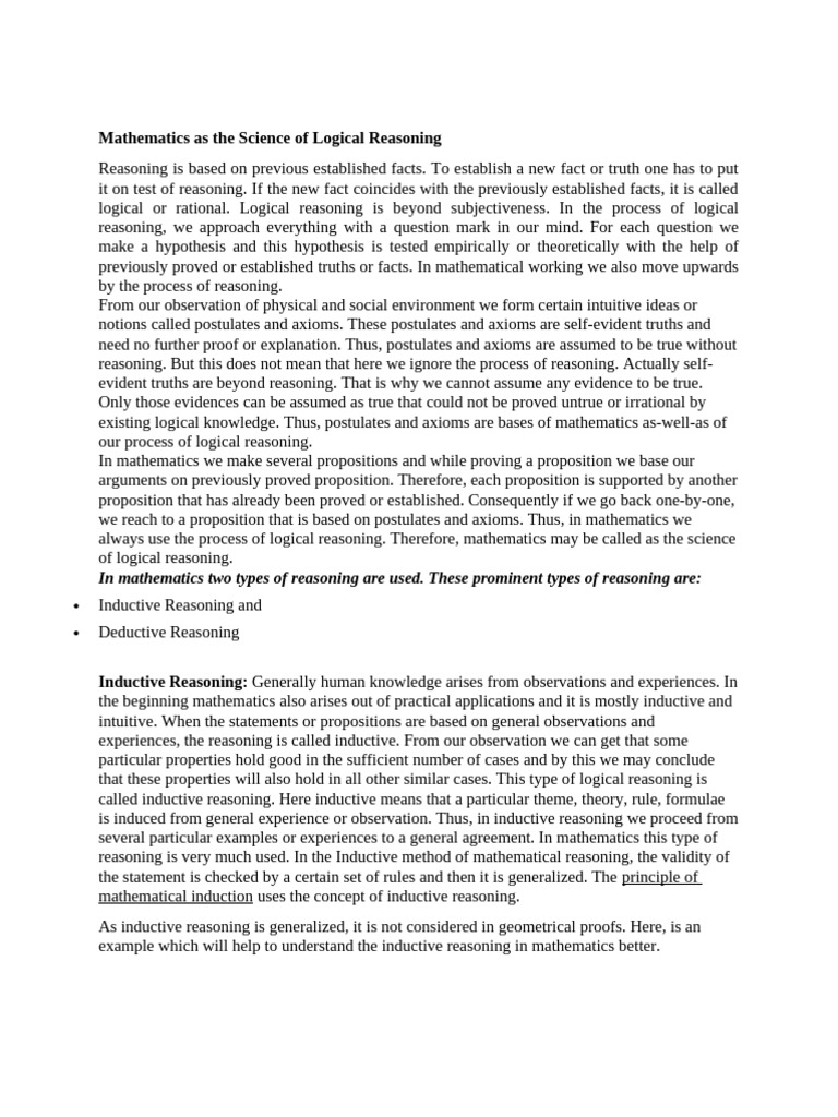 Mathematics As The Science of Logical Reasoning-1 | PDF | Axiom ...
