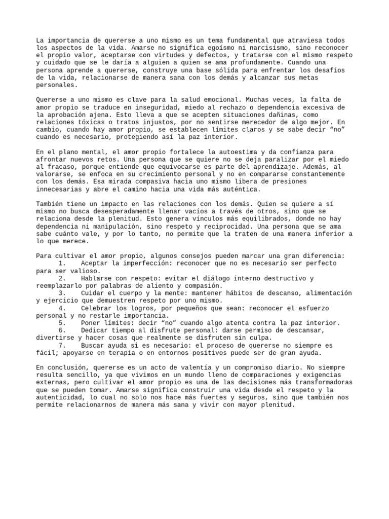 Claves para Cultivar el Amor Propio | PDF | Autoestima | Amor