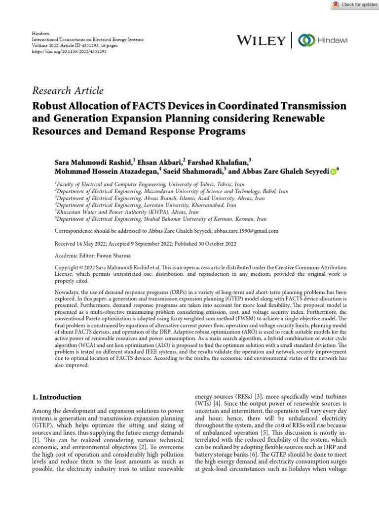 International Transactions On Electrical Energy Systems - 2022 ...