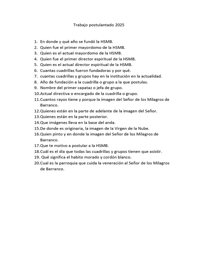 Información sobre la HSMB 2025 | PDF