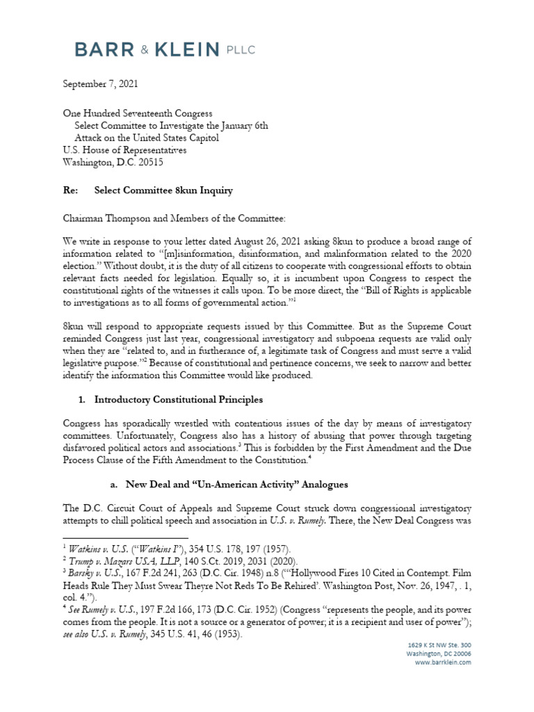 8kun's Response to January 6 Inquiry | PDF | United States Congress ...