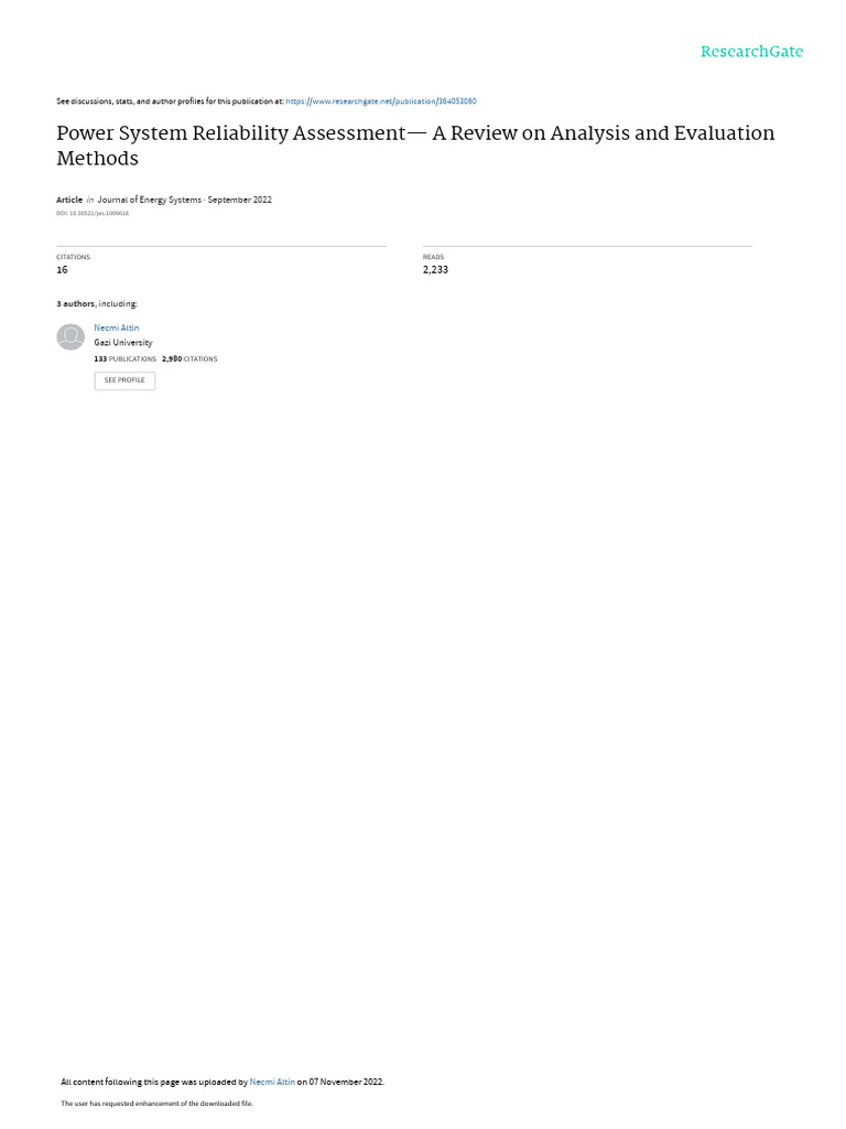 Power System Reliability Review Methods | PDF | Reliability Engineering ...