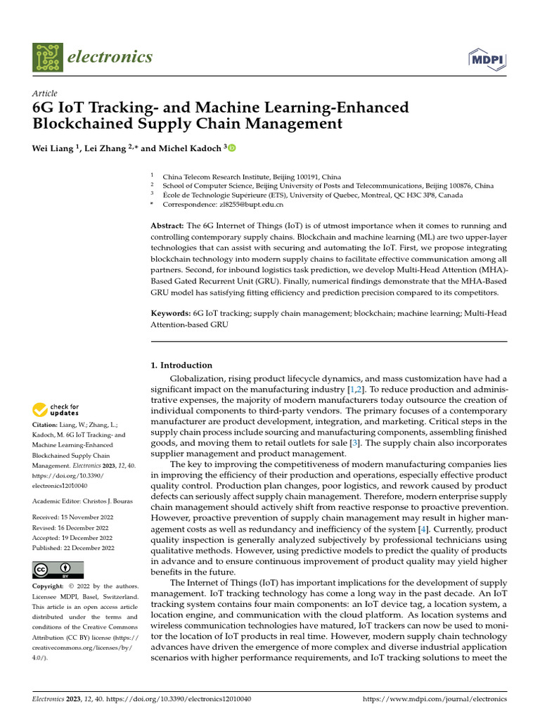 6G IoT and ML in Blockchain Supply Chains | PDF | Internet Of Things ...