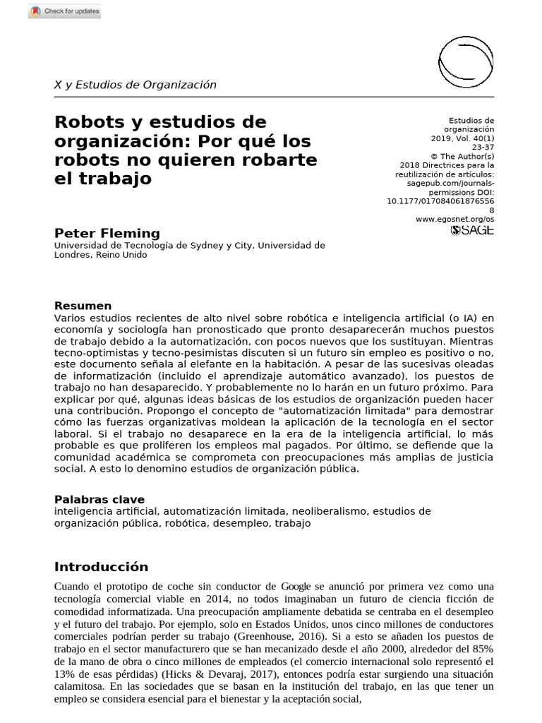 Robots y el futuro del trabajo: automatización limitada | PDF ...