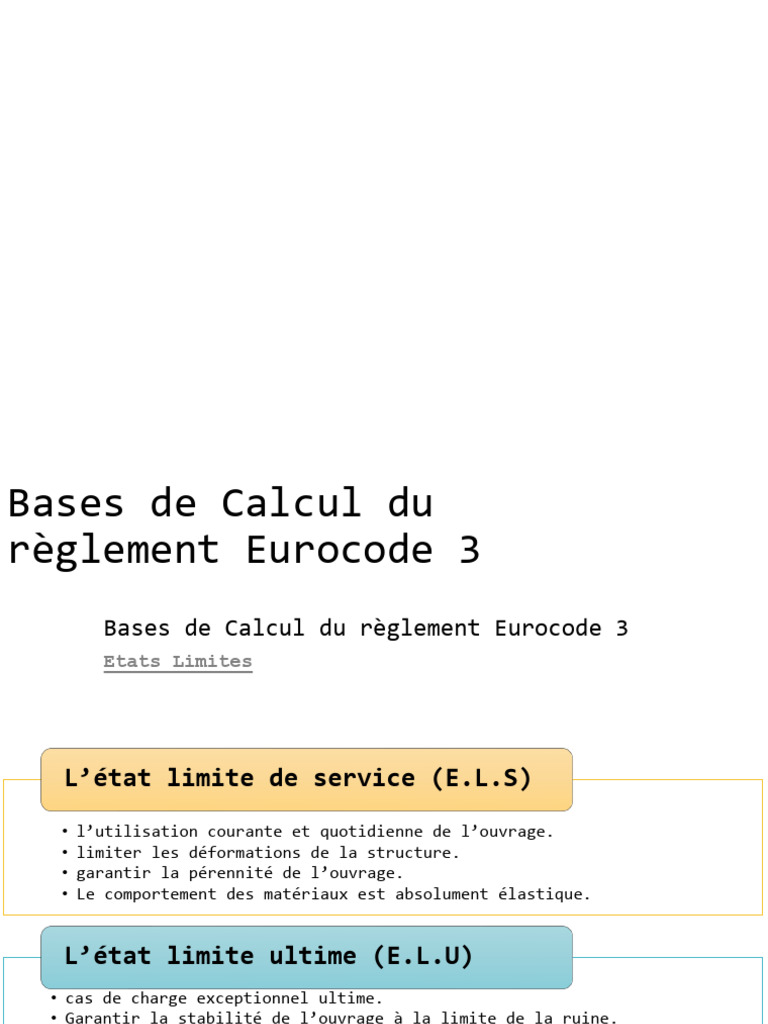Calculs Eurocode 3 : États Limites et Sections | PDF | Résistance des ...