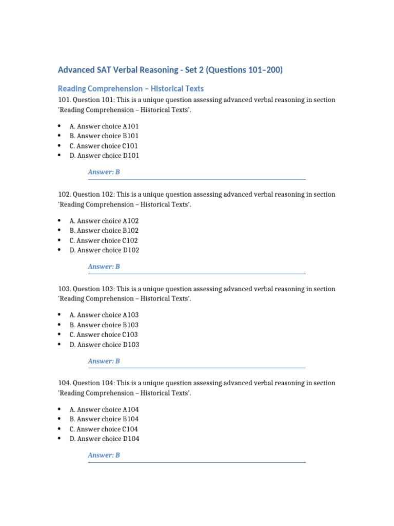 Advanced SAT Verbal Reasoning Set 2 | PDF | Deductive Reasoning | Reason
