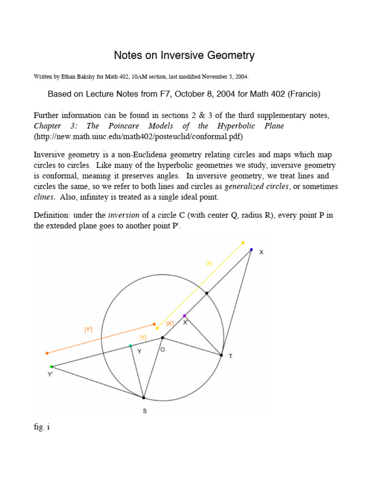Inversive Geometry Concepts and Exercises | PDF | Circle | Perpendicular