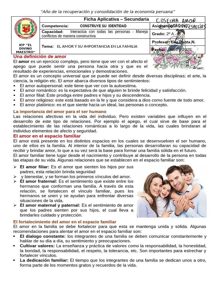 Importancia del amor en la familia | PDF | Amor | Conceptos psicologicos