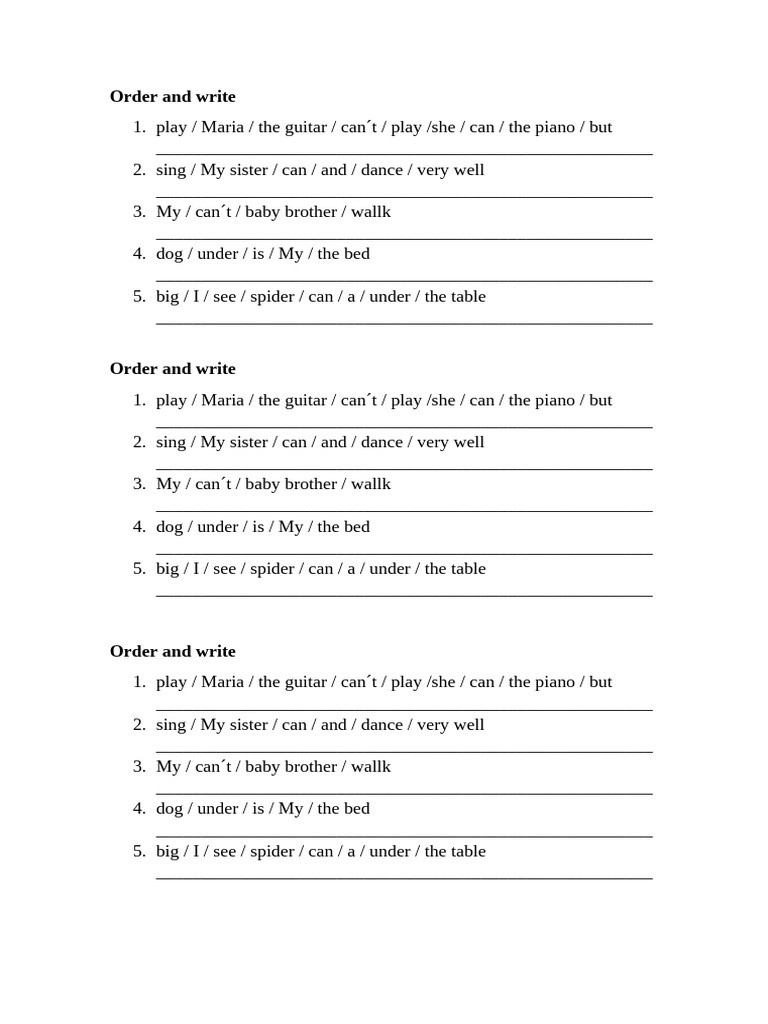 Sentence Ordering Exercises for Kids | PDF
