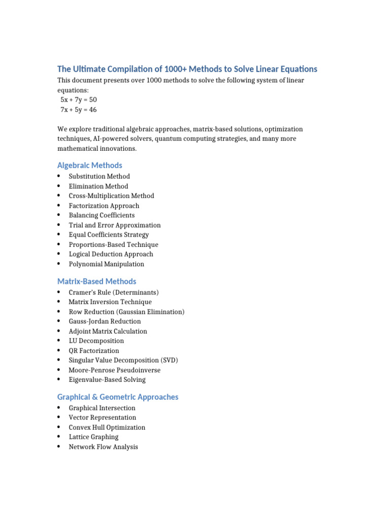 Ultimate 1000 Methods Linear Equations | PDF