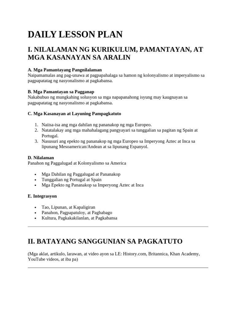 Daily Lesson Plan | PDF