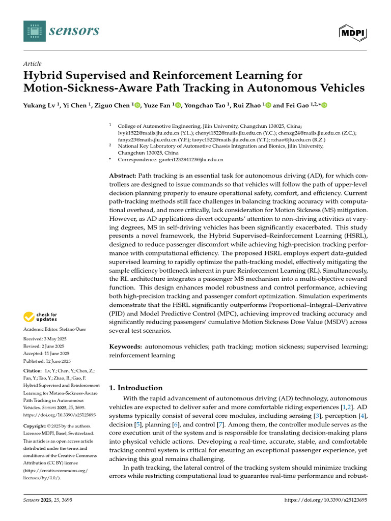 Motion-Sickness-Aware Path Tracking in AVs | PDF | Control Theory ...
