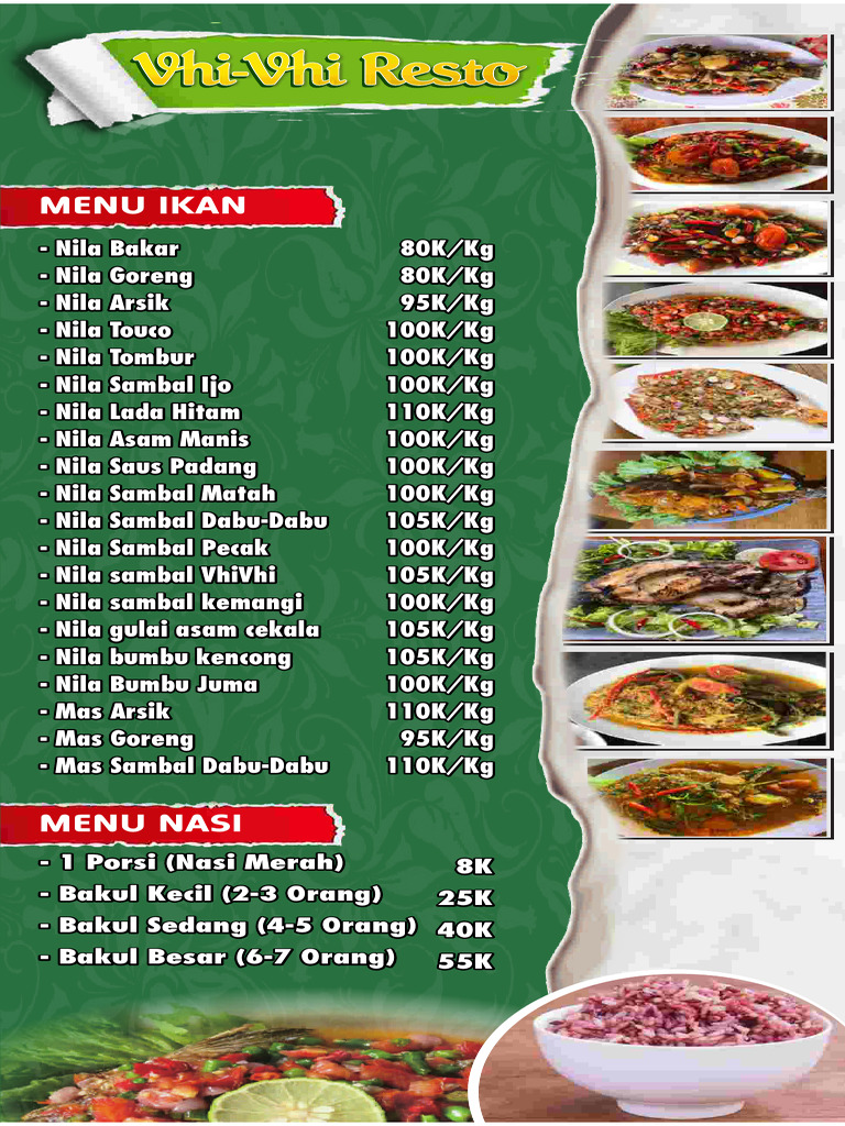 Menu Lengkap Vhi-Vhi Resto | PDF