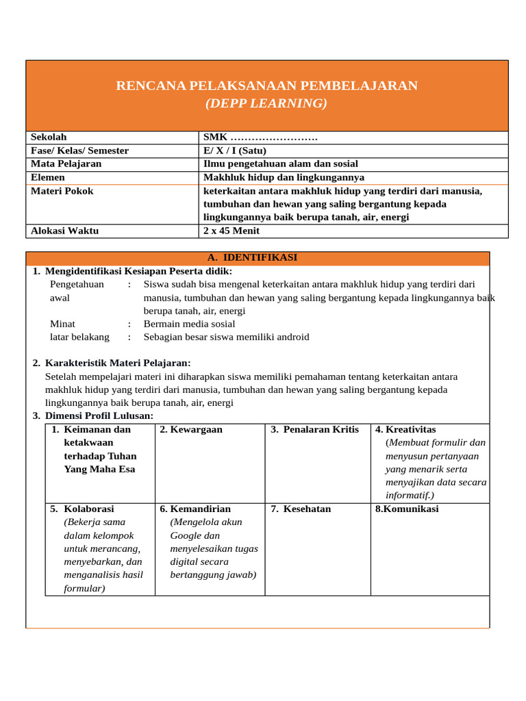 RPP Deep Learning Kelas X IPAS | PDF
