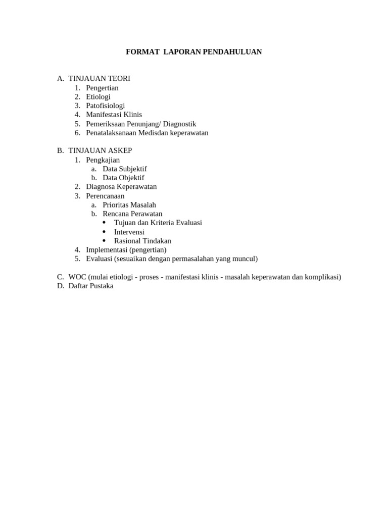 Format Laporan Pendahuluan | PDF