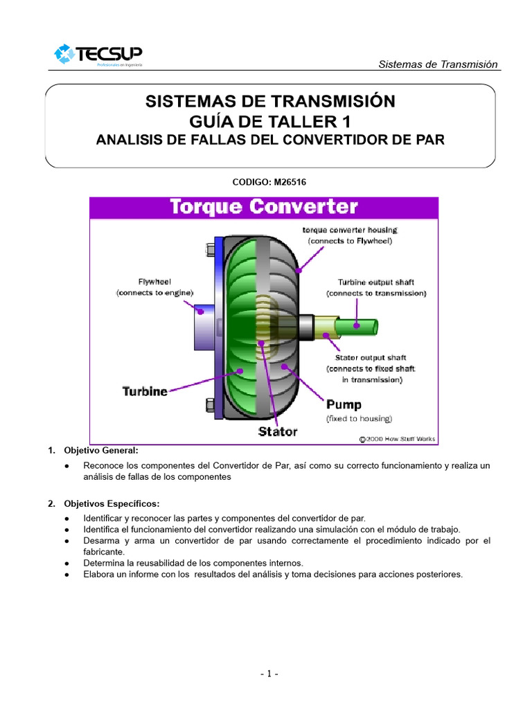 Análisis y Funcionamiento del Convertidor de Par | PDF | Bienes ...