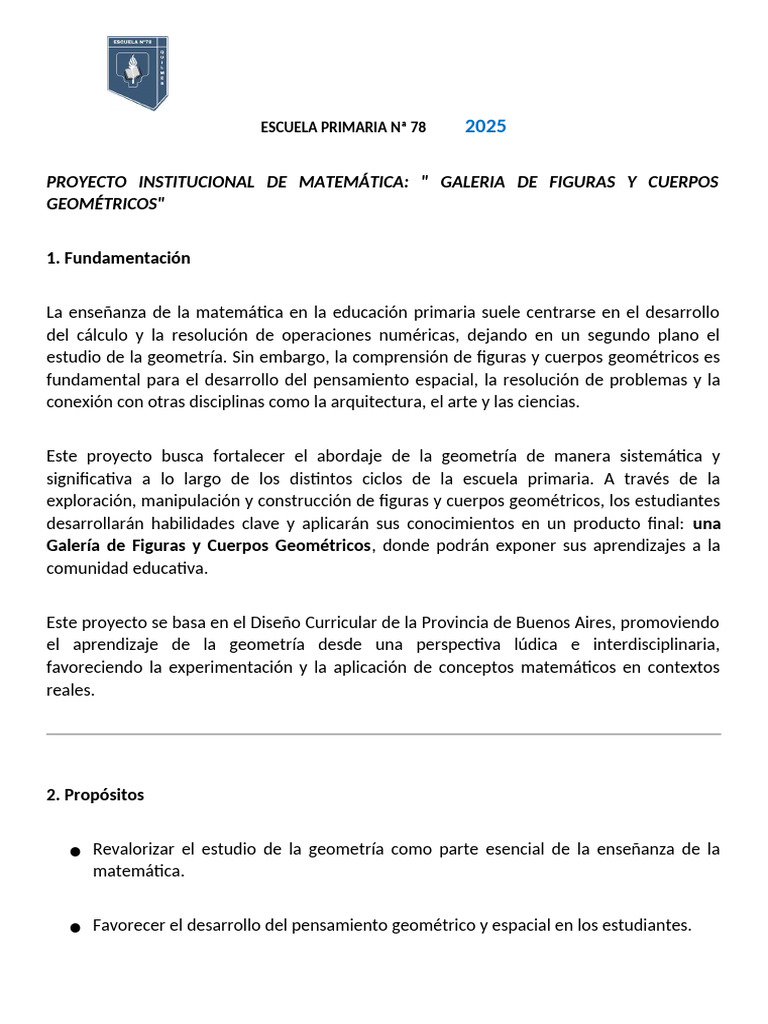Proyecto Geometría en Escuela Primaria | PDF | Geometría | Educación ...