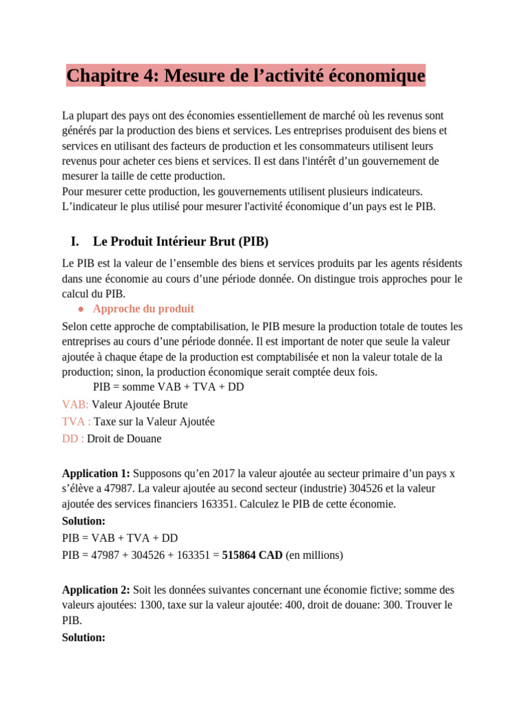 Mesure de l'activité économique et PIB | PDF | Revenu brut | Produit ...