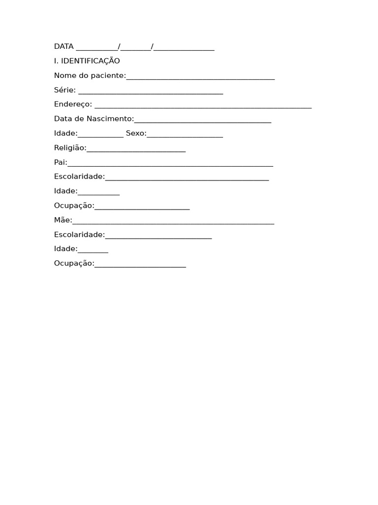 Formulário de Identificação do Paciente | PDF