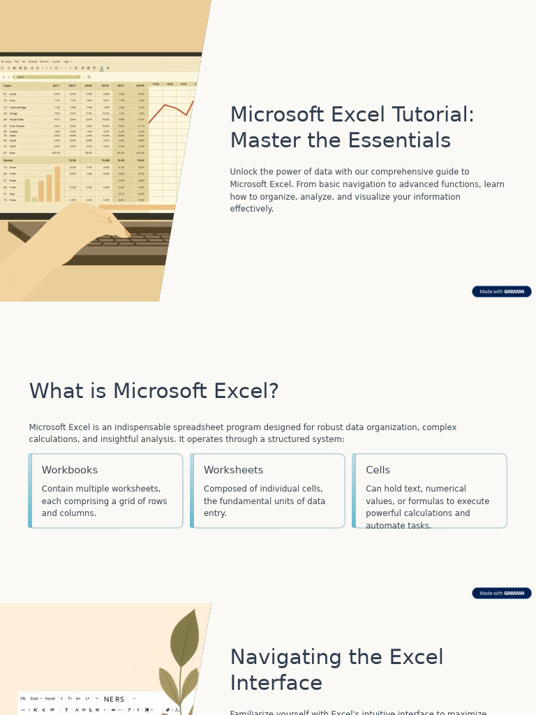 Excel Interface Mastery Guide | PDF | Microsoft Excel | Software ...