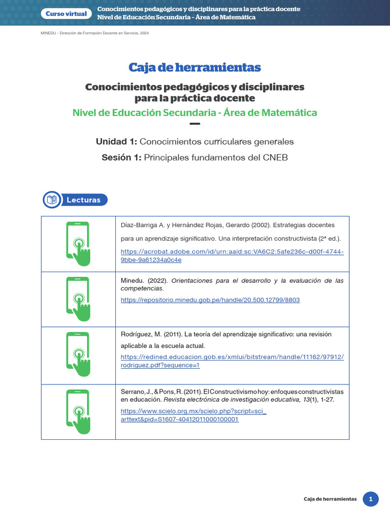 Caja de Herramientas U1 - S1 - Matematica | PDF | Plan de estudios ...