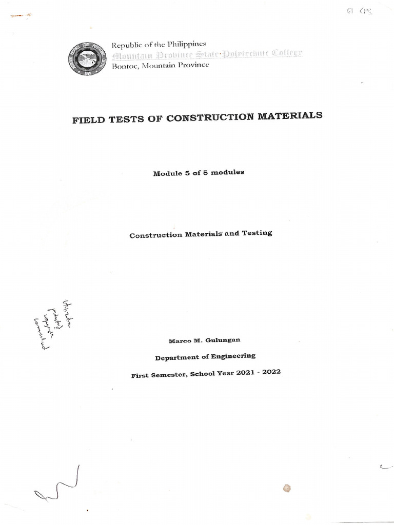 Field Test of Construction Materials | PDF