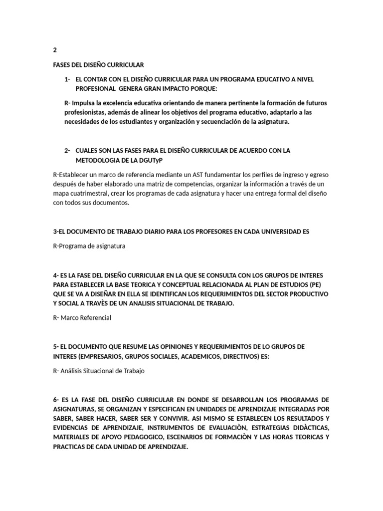 Fases del Diseño Curricular Educativo | PDF | Plan de estudios | Enseñando